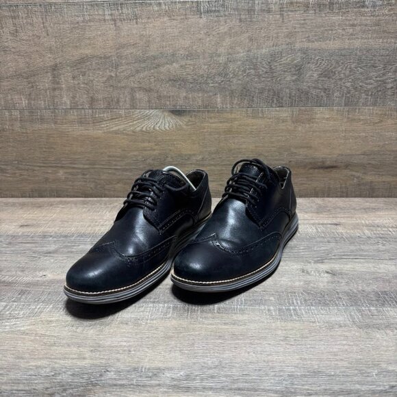Cole Haan Original Grand Black Leather Wingtip Oxford Shoes Men's Size 11 - Picture 1 of 6